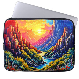 Funda Para Portátil Arte del río del cañón al atardecer