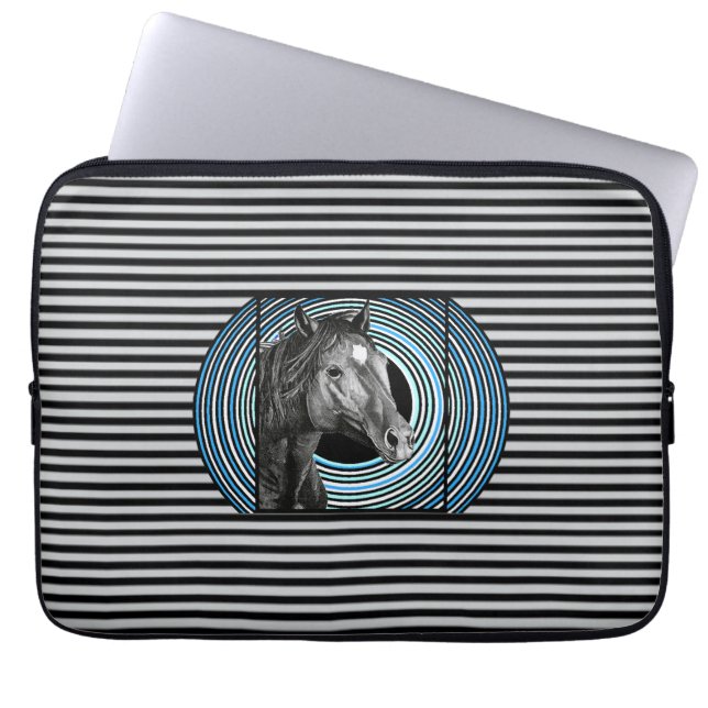 Funda Para Portátil Arte dibujado a mano de caballo (Frente)