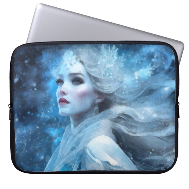 Funda Para Portátil Arte etéreo congelado de nieve reina fantasía (Frente)