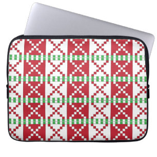 Funda Para Portátil Arte étnico letón letón rojo, blanco y verde