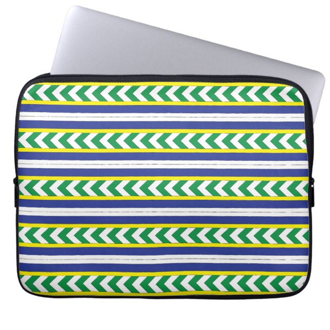 Funda Para Portátil Arte étnico letón letón verde y azul (Frente)
