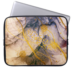 Funda Para Portátil ARTE exótico. Giro dorado, diseño artístico. Pinto