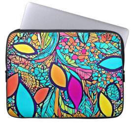 Funda Para Portátil Arte floral abstracto colorido