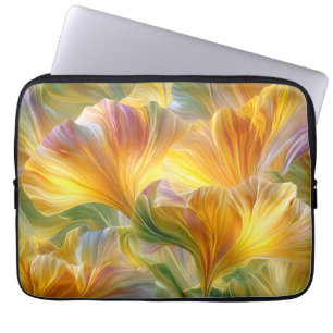 Funda Para Portátil Arte floral abstracto con pétalos amarillos