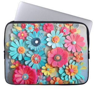 Funda Para Portátil Arte Floral en Papel Colorido