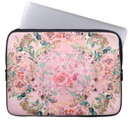 Funda Para Portátil Arte floral rosa, flor rosa