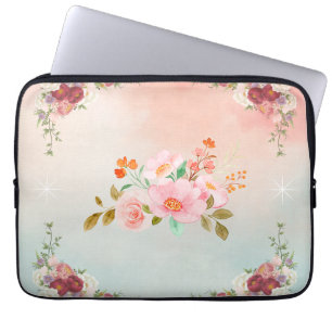 Funda Para Portátil Arte Floral Rosa, Flores Florecientes