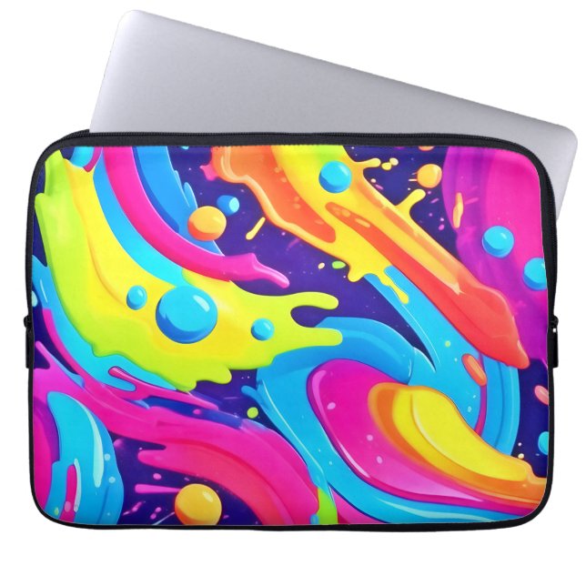 Funda Para Portátil Arte Fluido de Neón (Frente)