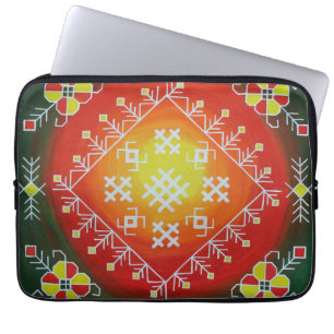 Funda Para Portátil Arte folklórico tradicional de Letonia con símbolo