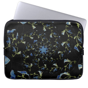 Funda Para Portátil Arte fractal de sabio azul y negro