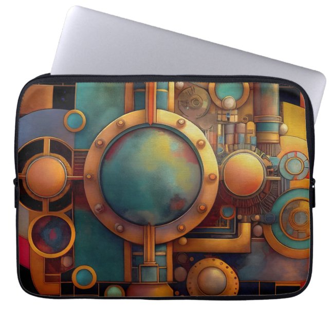 Funda Para Portátil Arte geométrico industrial steampunk (Frente)