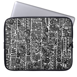 Funda Para Portátil Arte Geométrico Negro Y Blanco 2