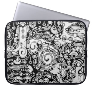 Funda Para Portátil Arte Geométrico Negro Y Blanco 3