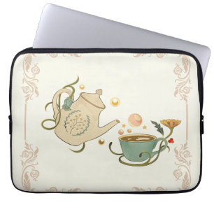 Funda Para Portátil Arte Gráfico Faecore, Hora del Té Beige