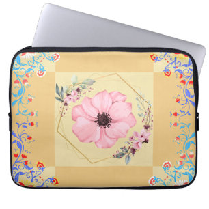 Funda Para Portátil Arte Gráfico Floral, Renacimiento Primaveral Naran