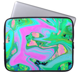 Funda Para Portátil Arte líquido rosa retro y azul claro en Hortensia
