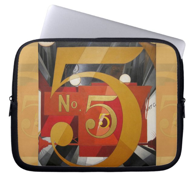 Funda Para Portátil Arte moderno Cubista Demuth Figura 5 en Oro (Frente)