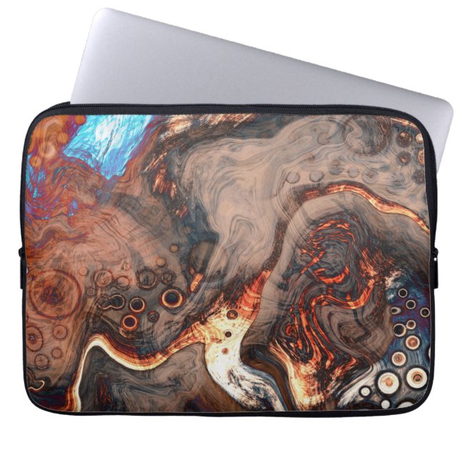 Funda Para Portátil Arte moderno marrón, azul y Naranja (Frente)
