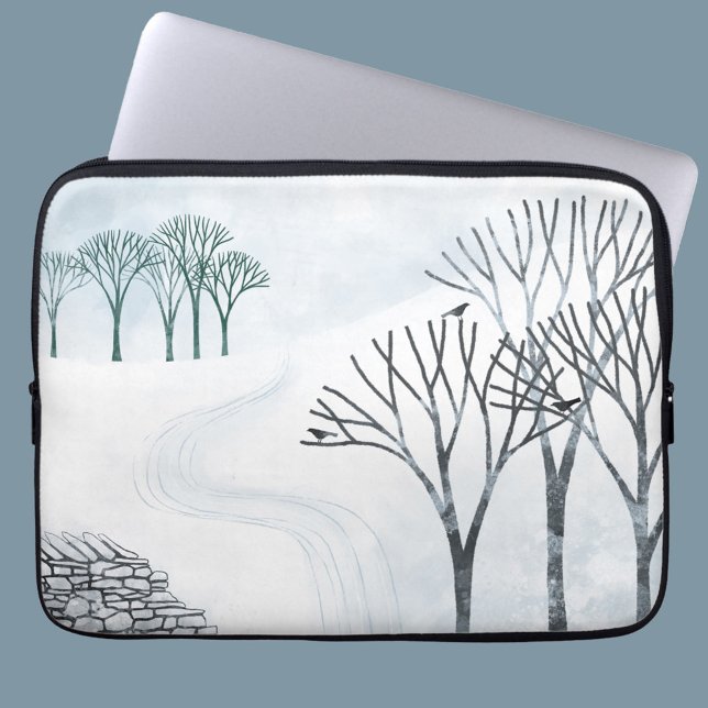 Funda Para Portátil Arte paisajístico de nieve de invierno (Snowy winter landscape art padded laptop sleeve)