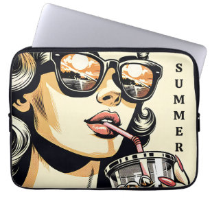 Funda Para Portátil Arte Pop Comic Mujer Bonita Bebiendo Refresco