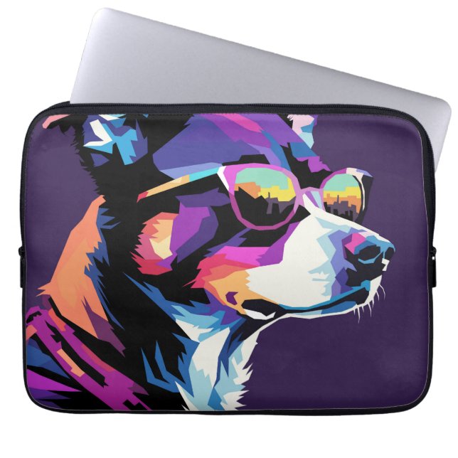 Funda Para Portátil Arte pop de cara de perro (Frente)