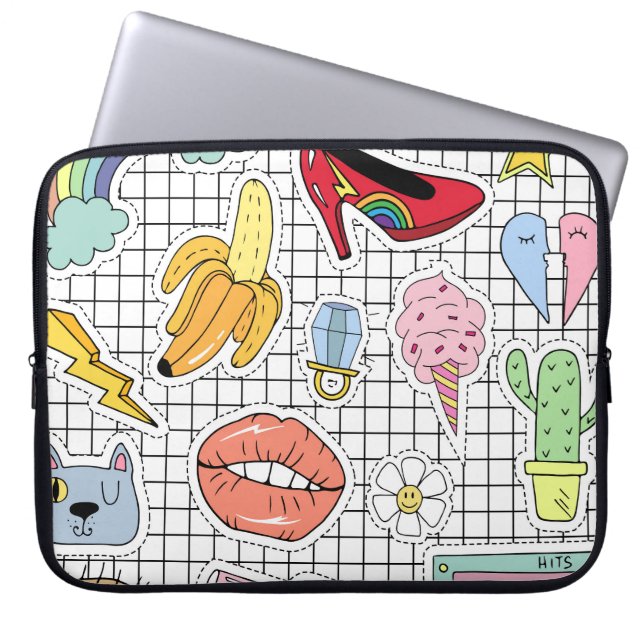 Funda Para Portátil Arte pop retro: Colección de tarjetas (Frente)