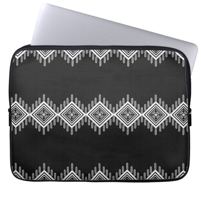 Funda Para Portátil Arte tribal blanco y negro (Frente)