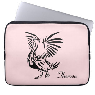 Funda Para Portátil Arte tribal de pelícano sobre rosa