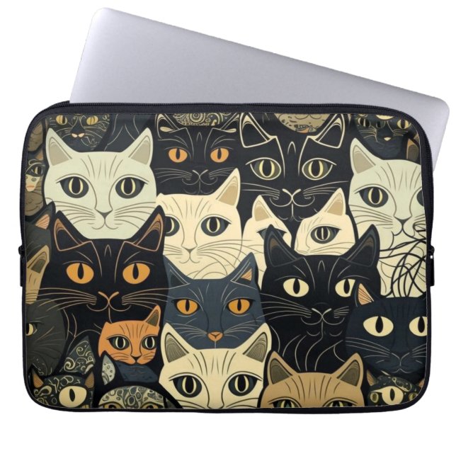 Funda Para Portátil Artesanía del patrón de gato (Frente)