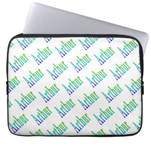 Funda Para Portátil Arthur Nombre En Verde Y Azul,