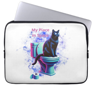 Funda Para Portátil Aseo para gatos negro cósmico - Arte surrealista d