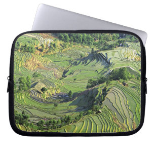 Funda Para Portátil Asia, China, Yunnan, Yuanyang. Patrón de verde