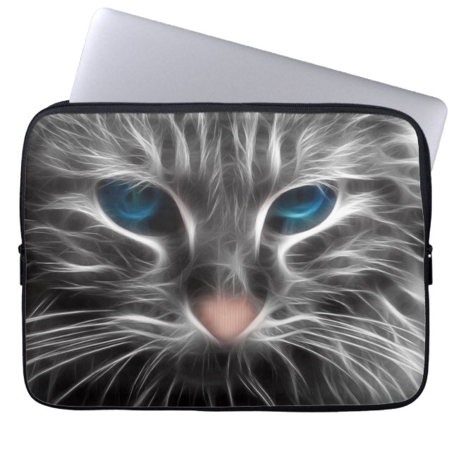 Funda Para Portátil Asombrosa cara de gato de ojos azules (Frente)