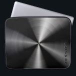 Funda Para Portátil Aspecto de acero inoxidable brillante en negro met<br><div class="desc">Impresión de diseño metálico elegante y brillante en negro,  aspecto de acero inoxidable,  manga de portátil. Personalizado y monograma opcional.</div>