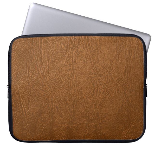 Funda Para Portátil Aspecto de textura de cuero Piel de vaca marrón (Frente)