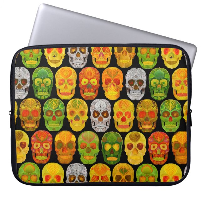 Funda Para Portátil Aspen Leaf Skulls sin fisuras patrón 2018 (Frente)