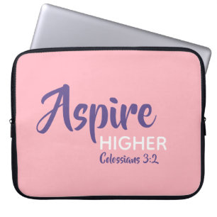 Funda Para Portátil ASPIRA MÁS ALTO Inspirational cristiana rosa