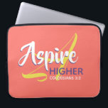 Funda Para Portátil ASPIRE HIGHER Inspirador Coral Cristiano<br><div class="desc">Mensaje inspirador - Aspire más alto - con referencia a las escrituras Colossian 3:2 "Pon tu mente en las cosas de arriba". Un mensaje motivacional, mostrado de forma sencilla pero elegante. Monograma A para Aspire en segundo plano. Todo el texto es totalmente personalizable, por lo que puede personalizarlo con su...</div>