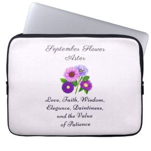 Funda Para Portátil Aster de Flores en el Mes de Nacimiento Personaliz