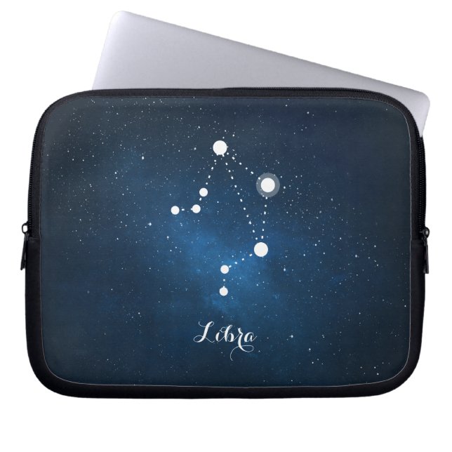 Funda Para Portátil Astrología Azul Nebula Libra Zodiac Rótulo (Frente)