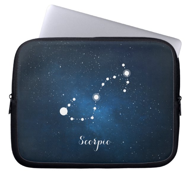 Funda Para Portátil Astrología Nebulosa Azul Escorpio Rótulo Zodiaco (Frente)