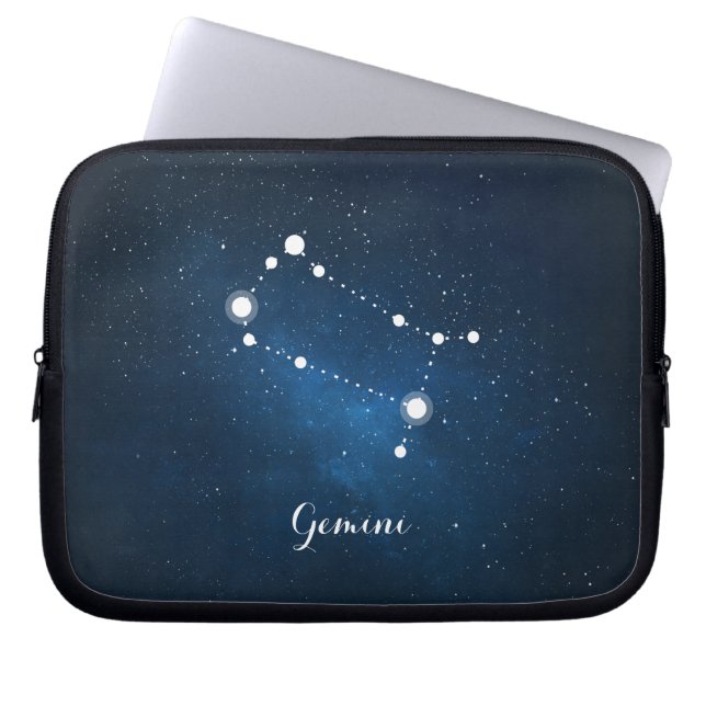 Funda Para Portátil Astrología Nebulosa Azul Rótulo Gemini Zodiaco (Frente)