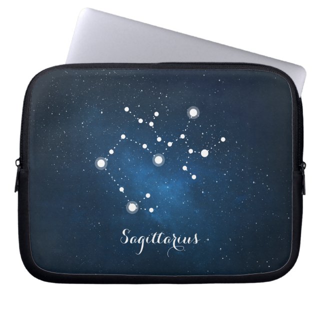 Funda Para Portátil Astrología Nebulosa Azul Rótulo Sagittarius Zodiac (Frente)