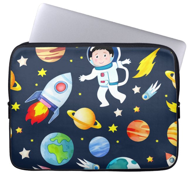 Funda Para Portátil Astronaut in Space Planets and Rockets Pattern (Frente)