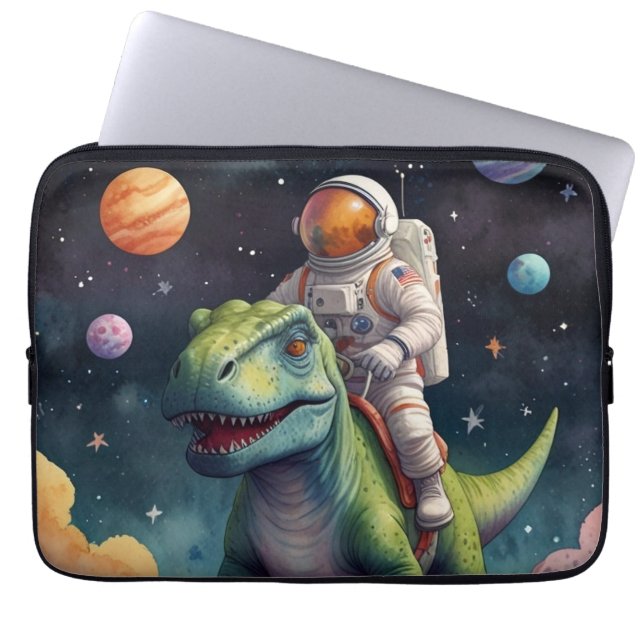 Funda Para Portátil Astronauta en Dino en el espacio (Frente)