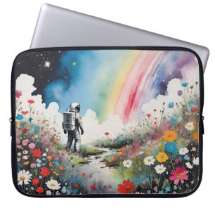 Funda Para Portátil Astronauta solitario en un planeta de flores con a