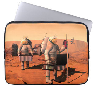 Funda Para Portátil Astronautas Instalando Equipo Meteorológico En Mar