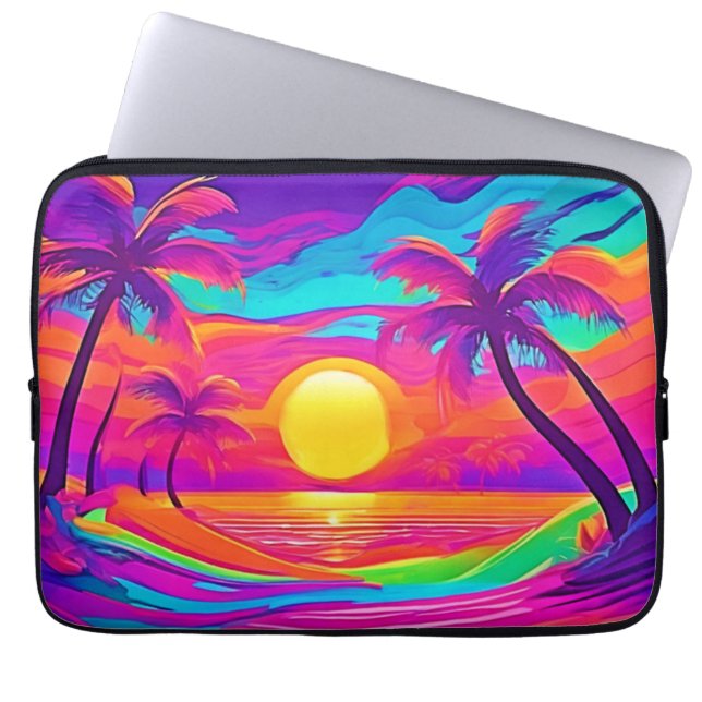 Funda Para Portátil Atardecer Azul y Naranja (Frente)