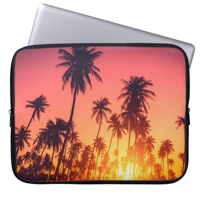 Funda Para Portátil Atardecer de árboles tropicales (Frente)