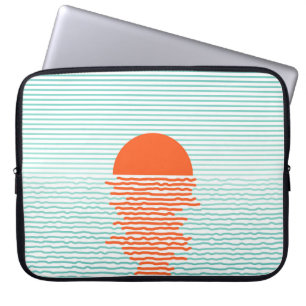 Funda Para Portátil Atardecer en el océano - fondo a rayas.